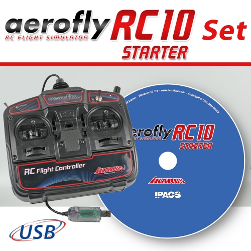 Levně Aerofly RC10 STARTER na DVD s USB ovladačem pro Win 10/11